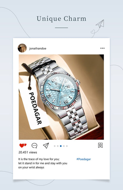 POEDAGAR Elegant Women's Watches High Quality Luxury Watch For Ladies Luminous Waterproof Date Women Quartz WristWatch Reloj+Box