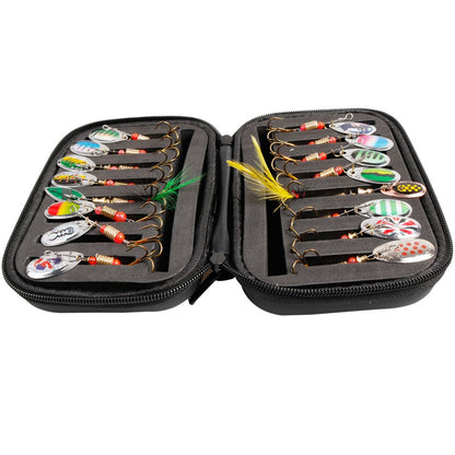Kit Isca Artificial Jig Spinner com Caixa de Pesca Giratória 3g para Pesca de Lúcio Salmão Marítimo Isca Rígida de Superfície Trolling