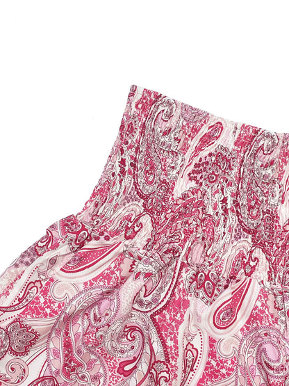 Vacation Style Stretchy Waist Long Maxi Skirt - Flowy Beach Skirt with Elastic Waistband