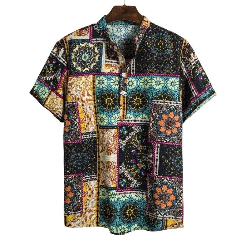 2024 new Hawaiian Cotton High Quality Shirts Men's Oversize Shirt Man Tiki Fashion Clothing Blouses Luxury Social T-shirts