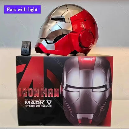 Capacete Homem de Ferro Mk5 Elétrico com Controle de Voz Máscara Vestível 1:1 Abertura e Fechamento Automático Modelo Colecionável Presente para Adultos