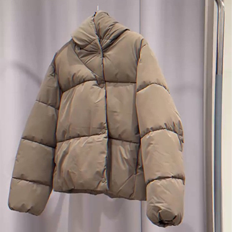 Women's Hooded Cotton Jacket Casual Winter Coat Comfortable Pocket Zipper Button Warm Lady Coats Daily Street Outerwear 2025