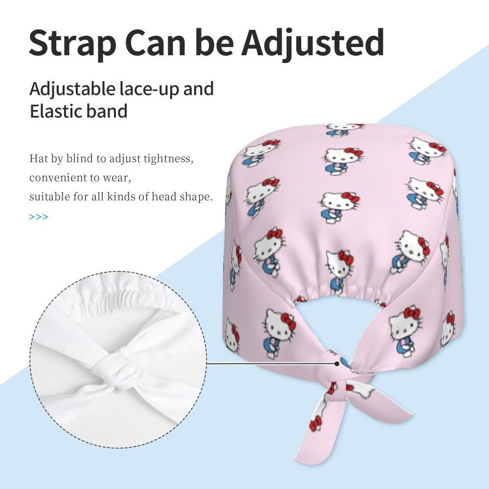 Custom Hello Kitty Medical Staff Scrubs Hat Women Men Cartoon Chara For Chef Hat Scrub Caps