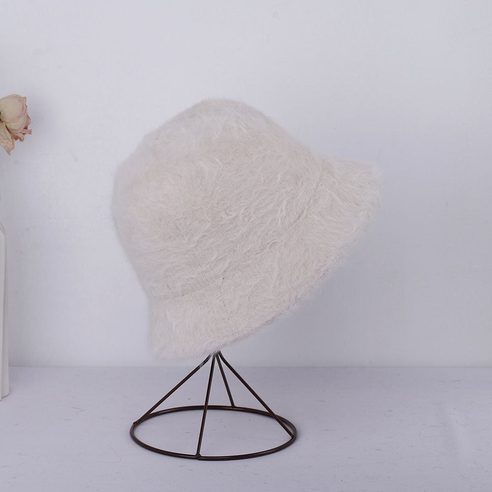 2023 new Hat winter women's fashion Solid color rabbit fur hat bucket cap  fisherman's hat  knitted wool basin Bucket Hat