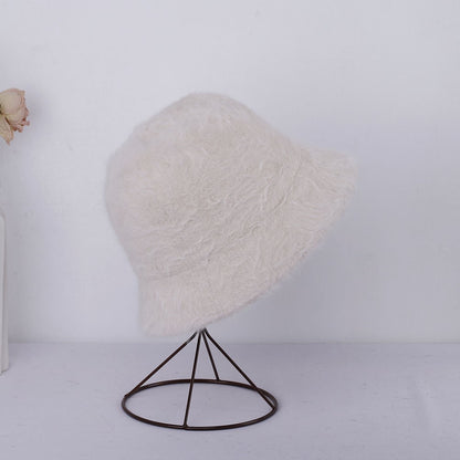 2023 new Hat winter women's fashion Solid color rabbit fur hat bucket cap  fisherman's hat  knitted wool basin Bucket Hat