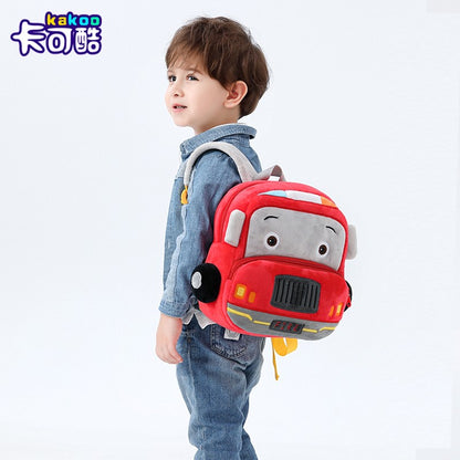 Mochila de carro estéreo de desenho animado para meninos e meninas de 2 a 4 anos, mochila escolar de jardim de infância, mochila de pelúcia infantil