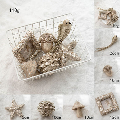 Christmas Ball Painted Ball Golden Silvery Champagne Glitter Stars Christmas Tree Hanging Window Decoration Small Gifts Toys