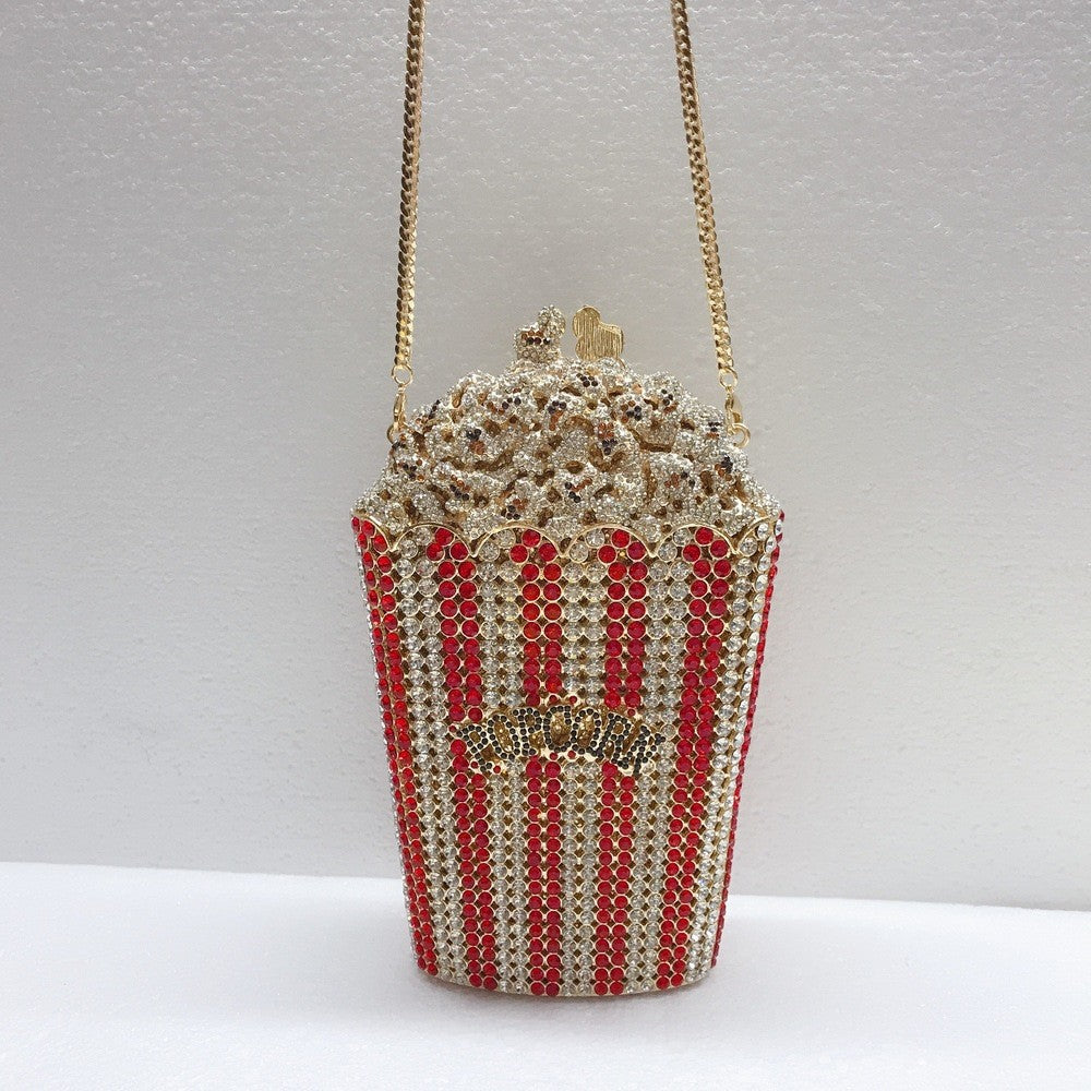 XIYUAN Popcorn Crystal Clutch Bags MINI Metal Box Minaudiere Purses Wedding Party Dinner Handbags Rhinestone Clutches Bags Gift