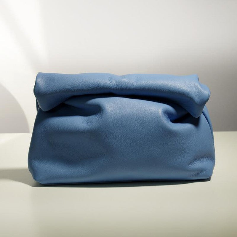 100% genuine leather Cowhide Handbag High Quality Leather Women's Foldable Designer Handbag Simple Magnet Handle Bags