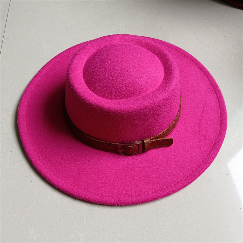 Chapéu Fedora unissex de inverno, superfície circular côncava e convexa, chapéu de jazz de feltro liso, elegante para homens e mulheres.