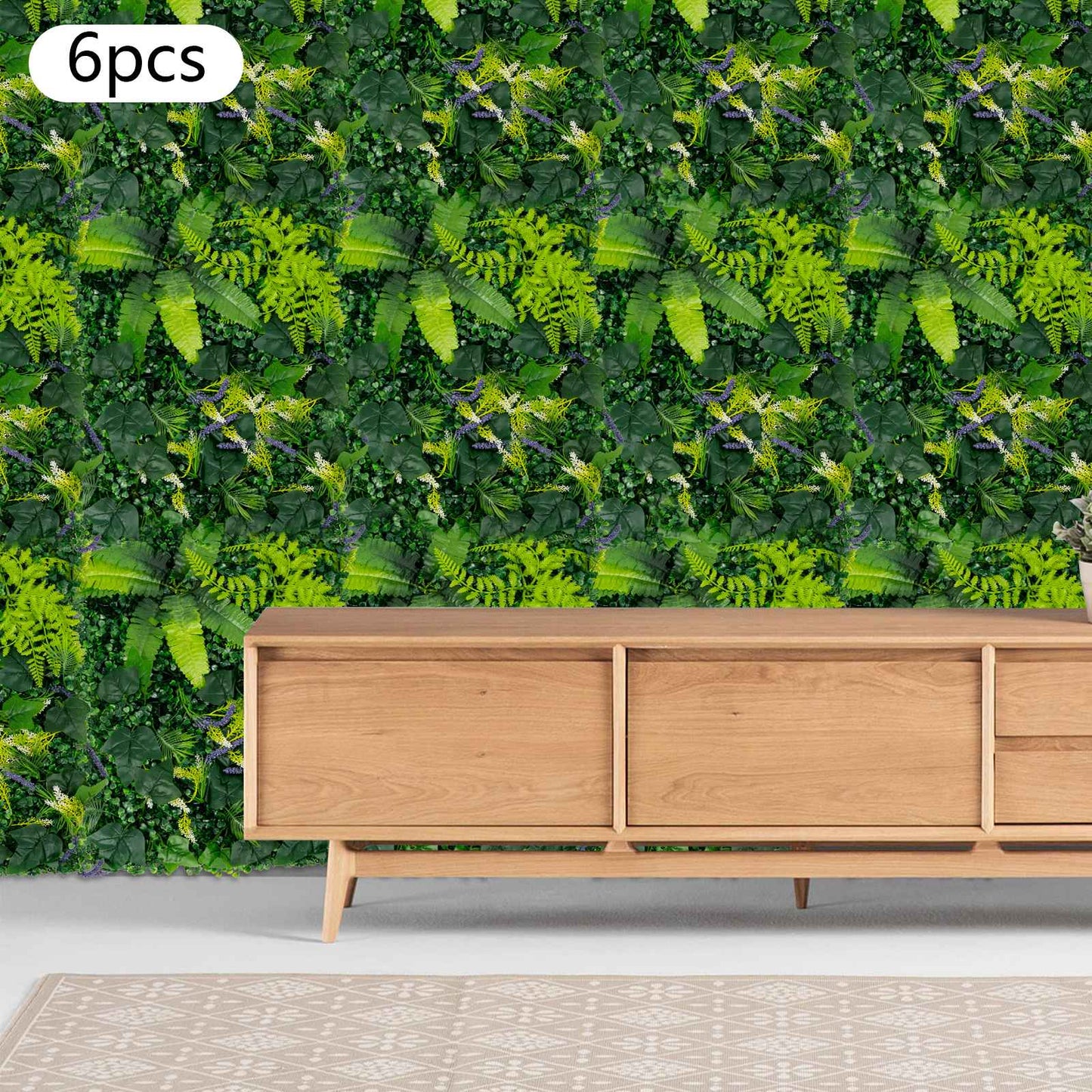 6 Pack Artificial Greenery Wall 60x40cm Faux Plant Panel for Garden Balcony Porch Wedding Party Indoor Outdoor Decoration