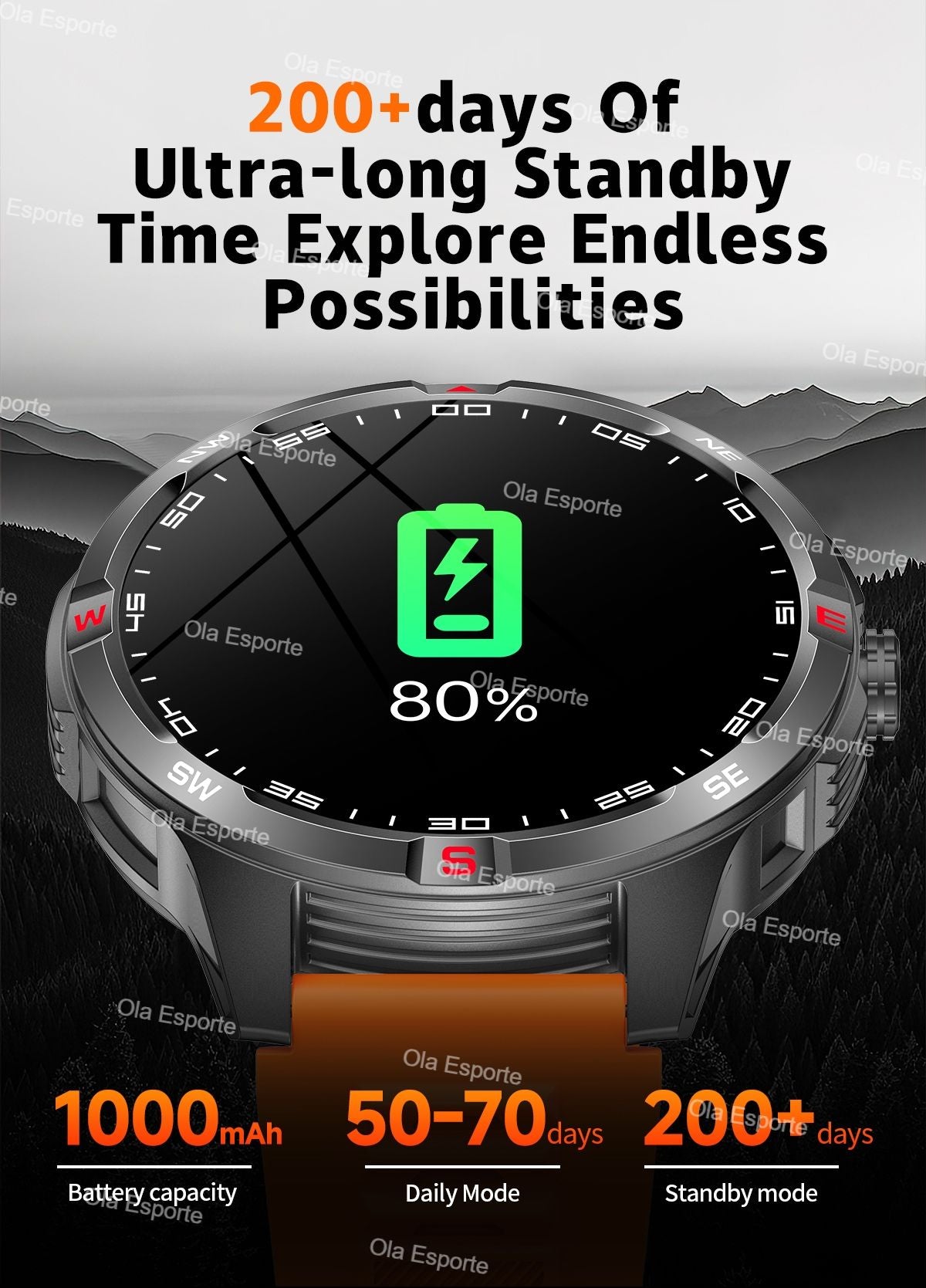 T-Rex 3 Military 1000mAh Battery Smart Watch 10ATM Waterproof GPS Track Compassr Bluetooth Call AMOLED Men Swim Sport Smartwatch