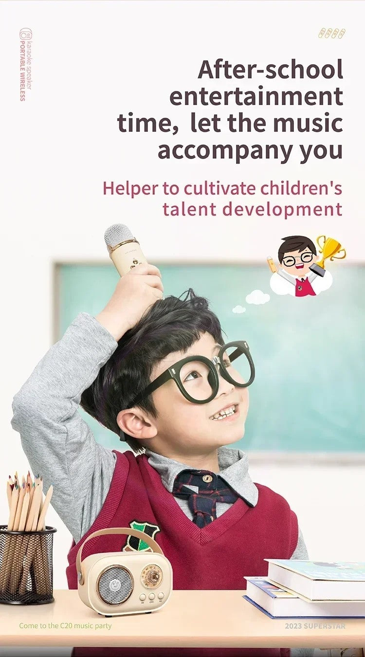 Karaoke Portable Wireless Bluetooth Speaker With Microphone Machine Radio FM Caixa De Som Mini Sound Box Music Small Column Mp3
