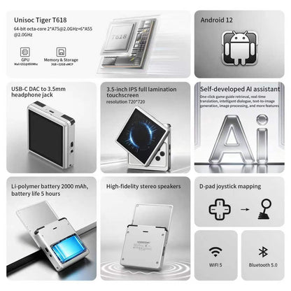 Anbernic RG Rotate Retro Handheld Game Console Android 12 T618 IPS Screen Game Emulator 3GB+32GB WiFi Portable Gaming Device
