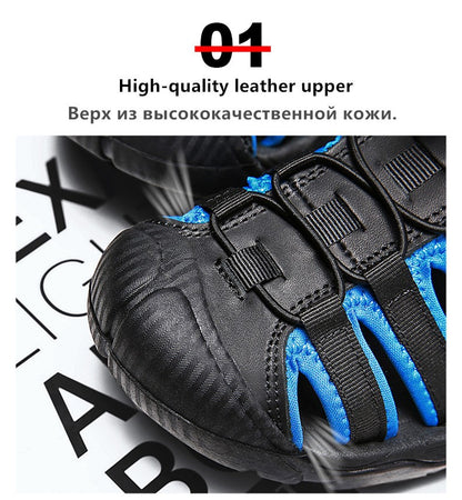 New Summer Genuine Leather Men Sandals Fashion Design Breathable Casual Shoes Men Soft Bottom Outdoor Beach Sandals Big Size 48