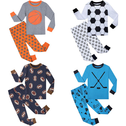 Kids Boys Football Pajamas Set Child Sport Theme Pyjamas Toddler Girls Rugby pijama Cotton Christmas PJS 2-14 Years
