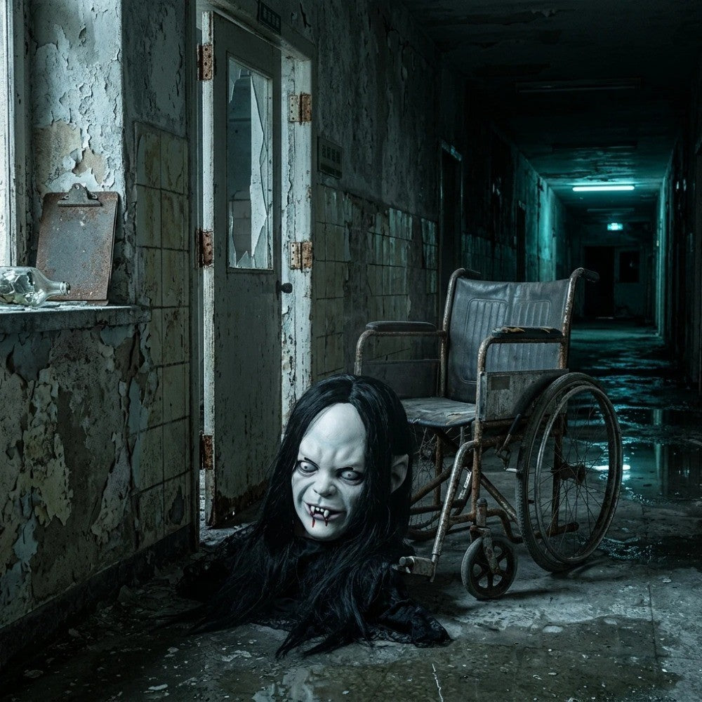 Scary Sadako Ghost Full Head Latex Mask Long Straight Black Hair Pale White Face Bloody Vampire Fangs Creepy Horror Female Spirit Mask For Halloween Carnival Cosplay Masquerade Haunted House Bar Party Prank Trick Photo Booth Costume Decoration Accessory