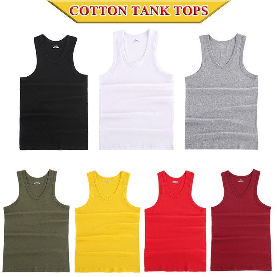 Tank Tops Men 2025 Summer 100% Cotton Cool Fitness Vest Sleeveless Tops Gym Slim Colorful Casual Undershirt Male 7 Colors 1PCS