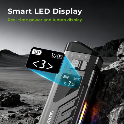 WURKKOS TD11 Tactical Flashlight 3000LM Innovative Multi-Function Portable LED Flashlight with Built-in Battery Portable Light