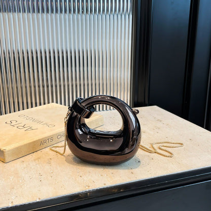 Fashion Crescent Mini Acrylic Chain Evening Bag for Women, Shoulder and Crossbody Bag