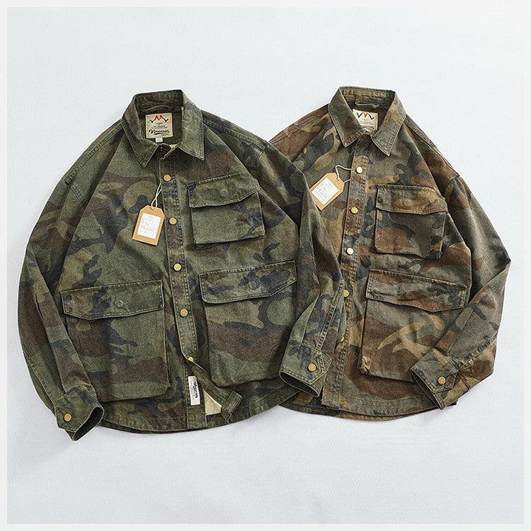 Casual cargo shirt camouflage coat fall new men's coat large pocket function stylish outdoor jacket