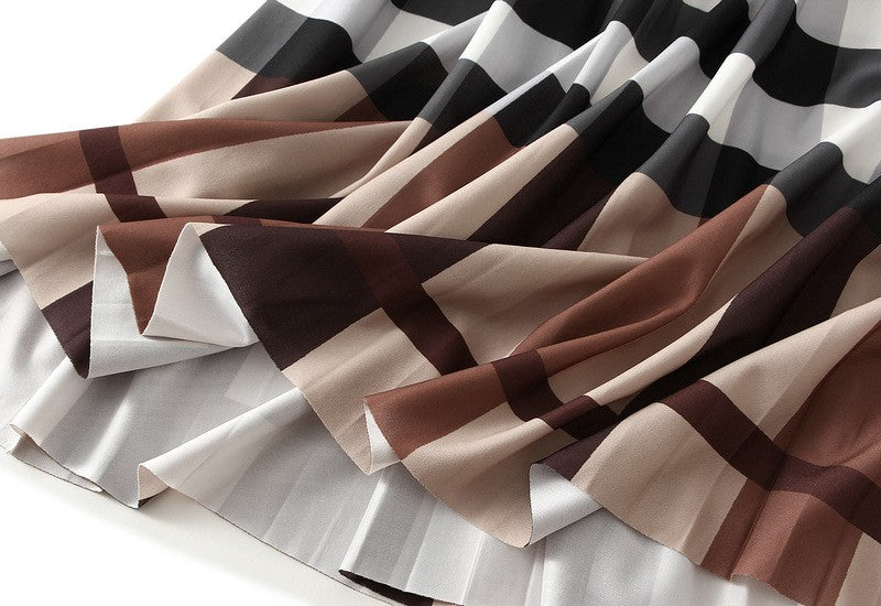 Organ pleated skirt for women, new high waist slimming mid length A-line skirt, pleated skirt, mesh skirt, mid length dress