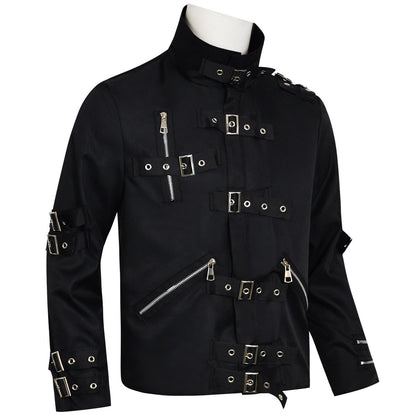 Michael Jackson cosplay Costume BAD MJ Punk Jacket Black Slim BAD Jacket Costume Clothing for Man Adore Stars Impersonator