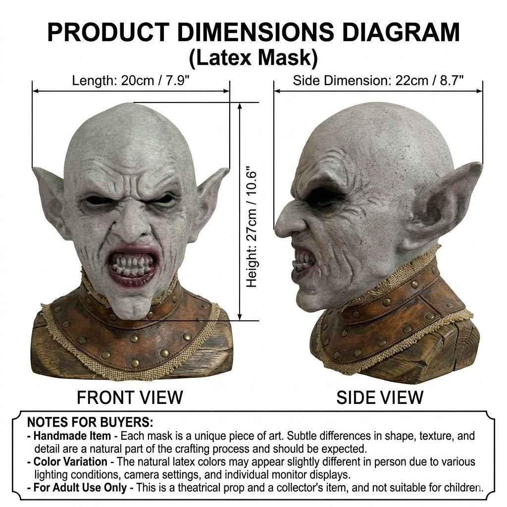 Vampire Full Head Cosplay Mask Latex Horror Costume Accessory Scary Demon Monster Prop Halloween Party Fancy Dress Enthusiasts