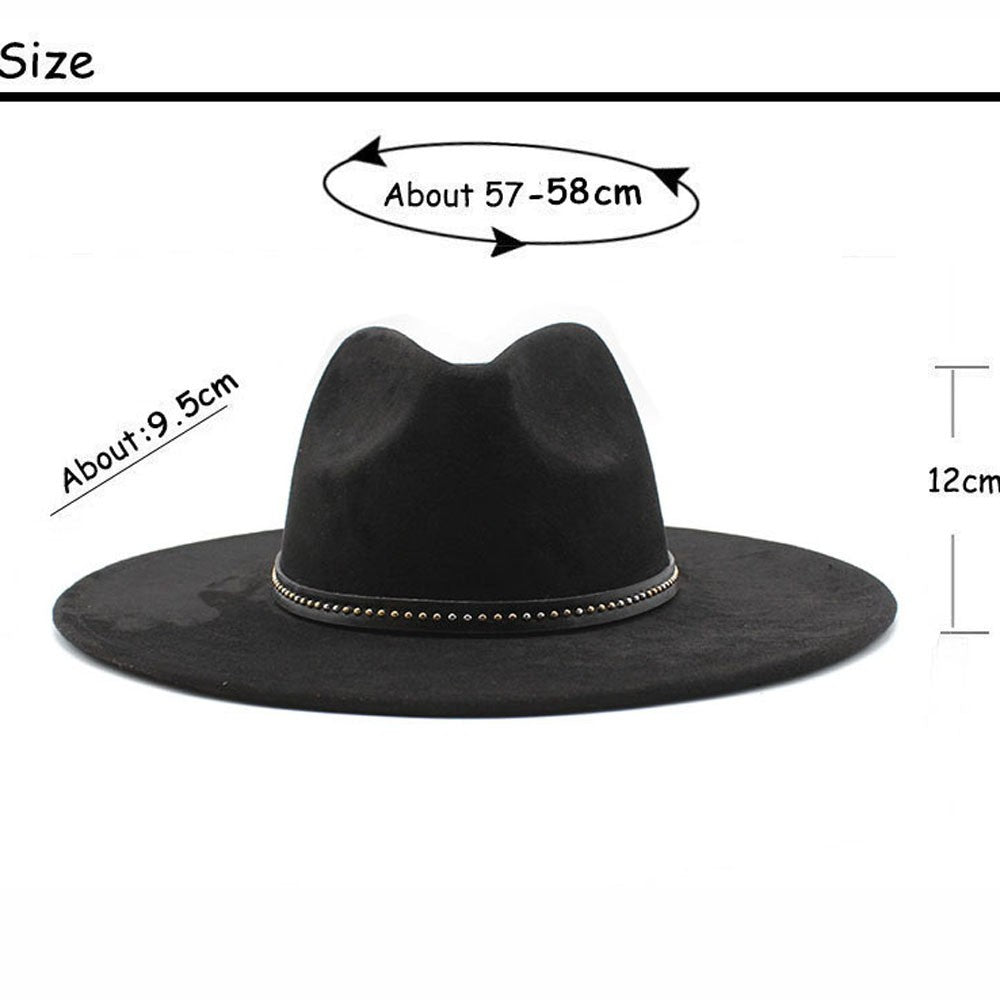 Suede Jazz Fedora Hats for Women Men 9.5cm Large Brim Woolen British French Felt Cap Ladies Elegant Fashion Knight Top Hat
