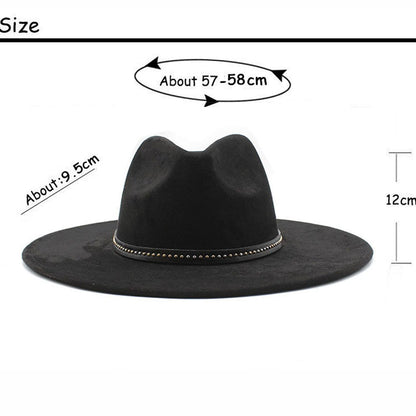 Suede Jazz Fedora Hats for Women Men 9.5cm Large Brim Woolen British French Felt Cap Ladies Elegant Fashion Knight Top Hat