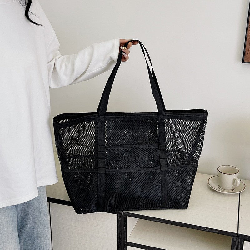 Foldable Lightweight Beach Bags Large Capacity Grocery Produce Tote Bag Beach Shoulder Bag Women's Casual Shopping Bags