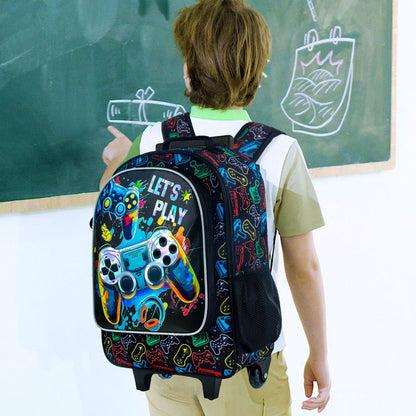 Rolling Backpack for Boys, Kids Roller Wheels School Bookbag with Lunch Bag, Wheeled .?School Bag for Children
