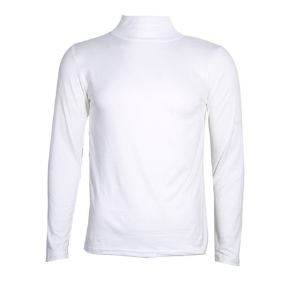 Men's Solid Color Turtleneck T-Shirt Spring Casual Long Sleeve Basic Bottoming Shirt Fashion Solid Color Slim-Fit Tops Plus Size