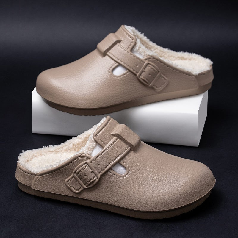 Men Plush Lined Outdoor Anti-slip Garden Shoes Warm Fuzzy Slippers For Women Winter New Cotton Slippers Fuzzy Home Slides