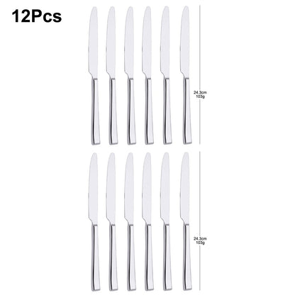 Faca de Jantar Dourada 2/4/6/12 Peças Conjunto de Facas Ocidentais Talheres Elegantes Prateados Louça Espelhada Aço Inoxidável 420 Facas de Mesa