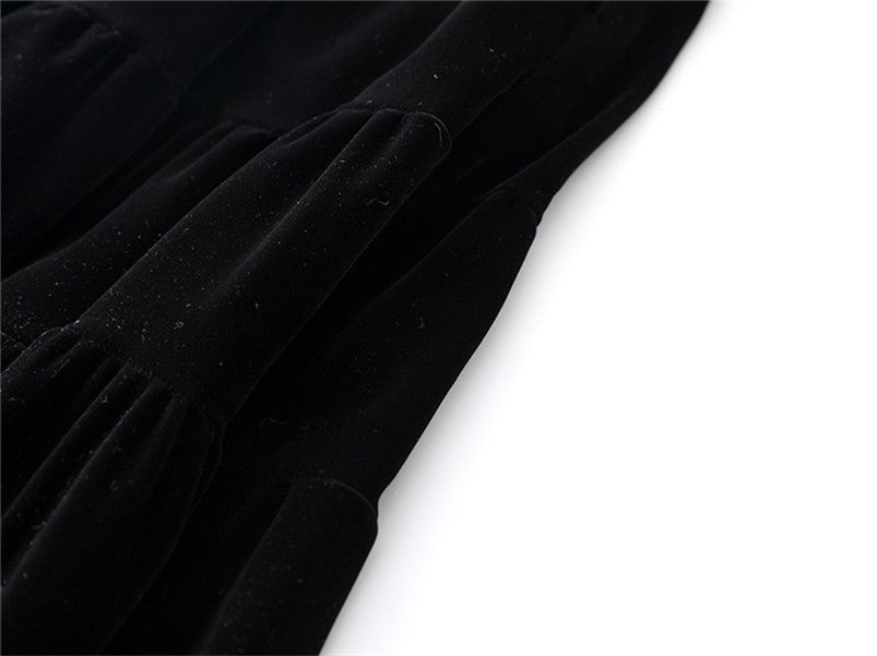 Preppy Style A-line Long Skirt Female Vintage Velvet Solid Skirt Autumn Winter Women Fashion High Waist Office Work Skirts 7XL