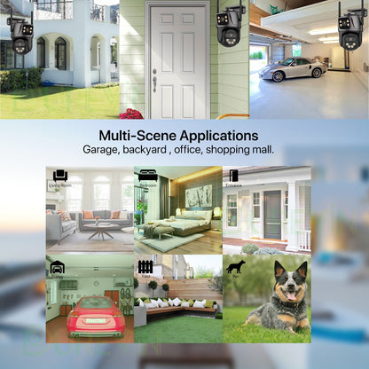 6K 9MP HD IP Camera Outdoor Three-Lens External WiFi Camera 4K/2K Dual Screen Security PTZ Cam Auto Tracking Surveillance iCSee