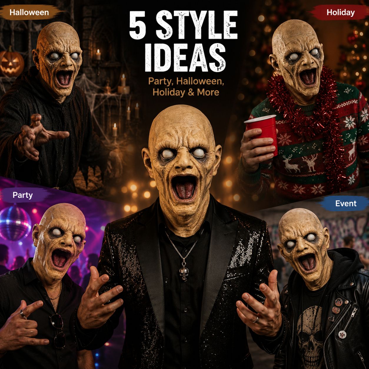 Halloween Horror Latex Mask Howling Demon Face Mask Scary Ghost Cosplay Costume Accessory For Adults