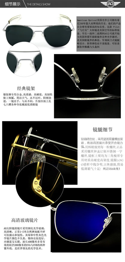 Aviation Sunglasses Men Women Outdoor driving glasses pilot American Army Military Optical AO  SunGlasses glasses Oculos de sol