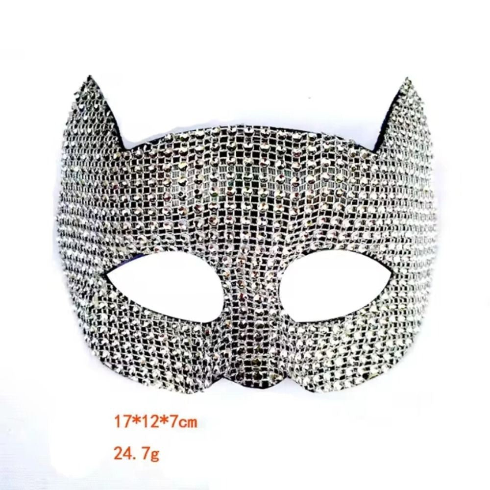 Fashion Cosplay Shiny Cat Ear Masks Sexy Bling Long Gloves Costume Accessories Halloween Party Kitten Half Masks