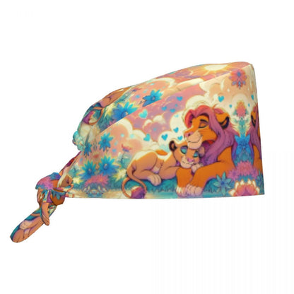 Boné cirúrgico personalizado O Rei Leão, divertido, para homens e mulheres, chapéu de esfoliação, gorro de enfermeira para dentista
