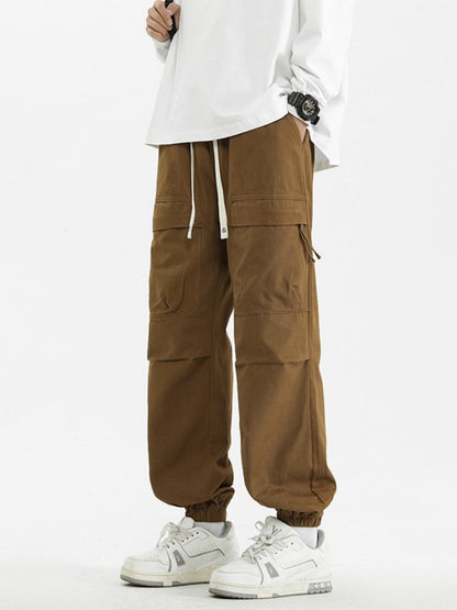 2024 M-5XL Calça Masculina de Algodão e Cânhamo Primavera e Outono Nova Calça Larga com Cordão Calça Saruel Harem Calça Casual Japonesa