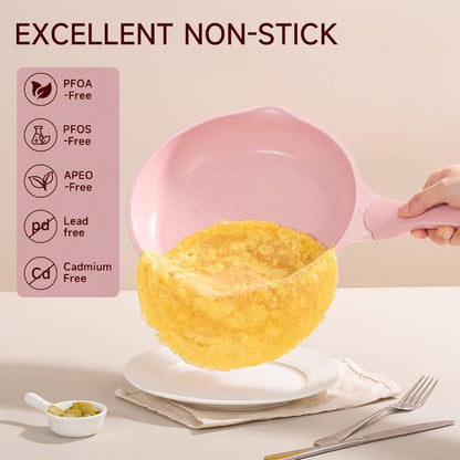 Panelas e Frigideiras Rosa Antiaderente Conjunto de Utensílios de Cozinha Saudáveis de 23 Peças Conjunto de Cozinha por Indução Frigideiras Rosa Panelas de Molho Refogados e