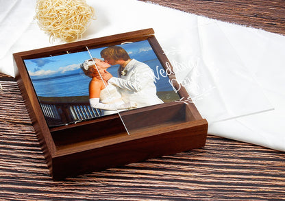 JASTER Álbum de Fotos de Nogueira com Bordo, USB de Madeira + Caixa, Pen Drive de 128 GB 64 GB, Disco U, Fotografia, Presente de Casamento, Logotipo Personalizado Gratuito
