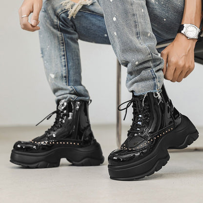 Men's high-top trendy shoes for autumn/Winter 2025, thick-soled height-increasing shoes