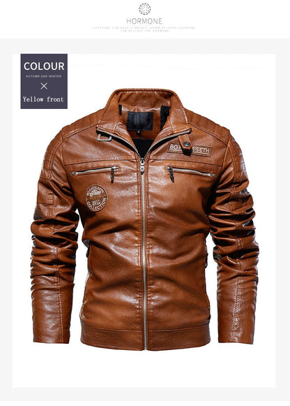 Motorcycle commuting racing suit outdoor cycling suit jacket autumn European and American tough guy lapel leather jacket
