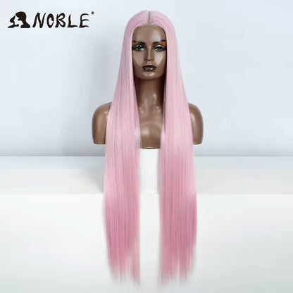 Perucas Noble Cosplay Para Mulheres Negras Perucas Sintéticas Lisas de Renda de 38 Polegadas Peruca Loira Ombre de Renda Peruca Sintética Loira de Renda Cosplay
