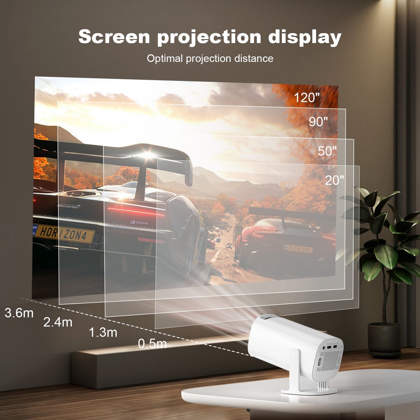 HONGTOP Projetor Android 11 720P Smart Mini Portátil com WiFi6 Bluetooth Home Theater Projetor Portátil Externo