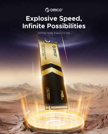 SSD ORICO OG7000 1TB 2TB PCIe Gen4 NVMe, até 7400 MB/s, Solução Térmica de Grafeno, Ideal para Edição de Vídeo 4K, Renderização 3D, PS5