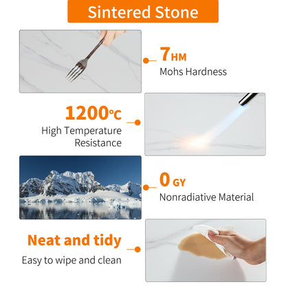 LUVODI Set of 2 Nesting Coffee Side Table Modern Accent End Table Metal Frame Round Sintered Stone Table Top for Living Room